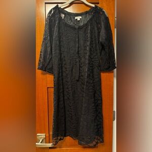 Garnet Hill Black Satin Dress